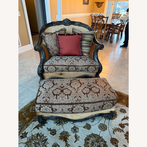 Used Michael Amini Loveseat w Ottoman for sale on AptDeco