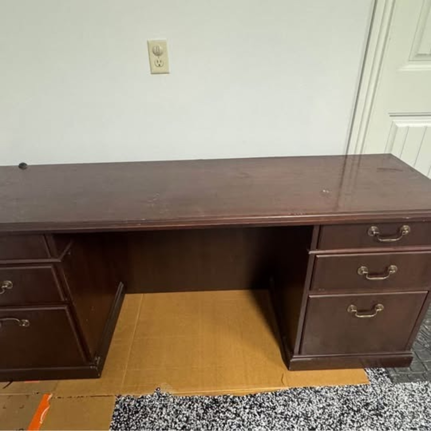 Dark Brown Wood Desk - image-2