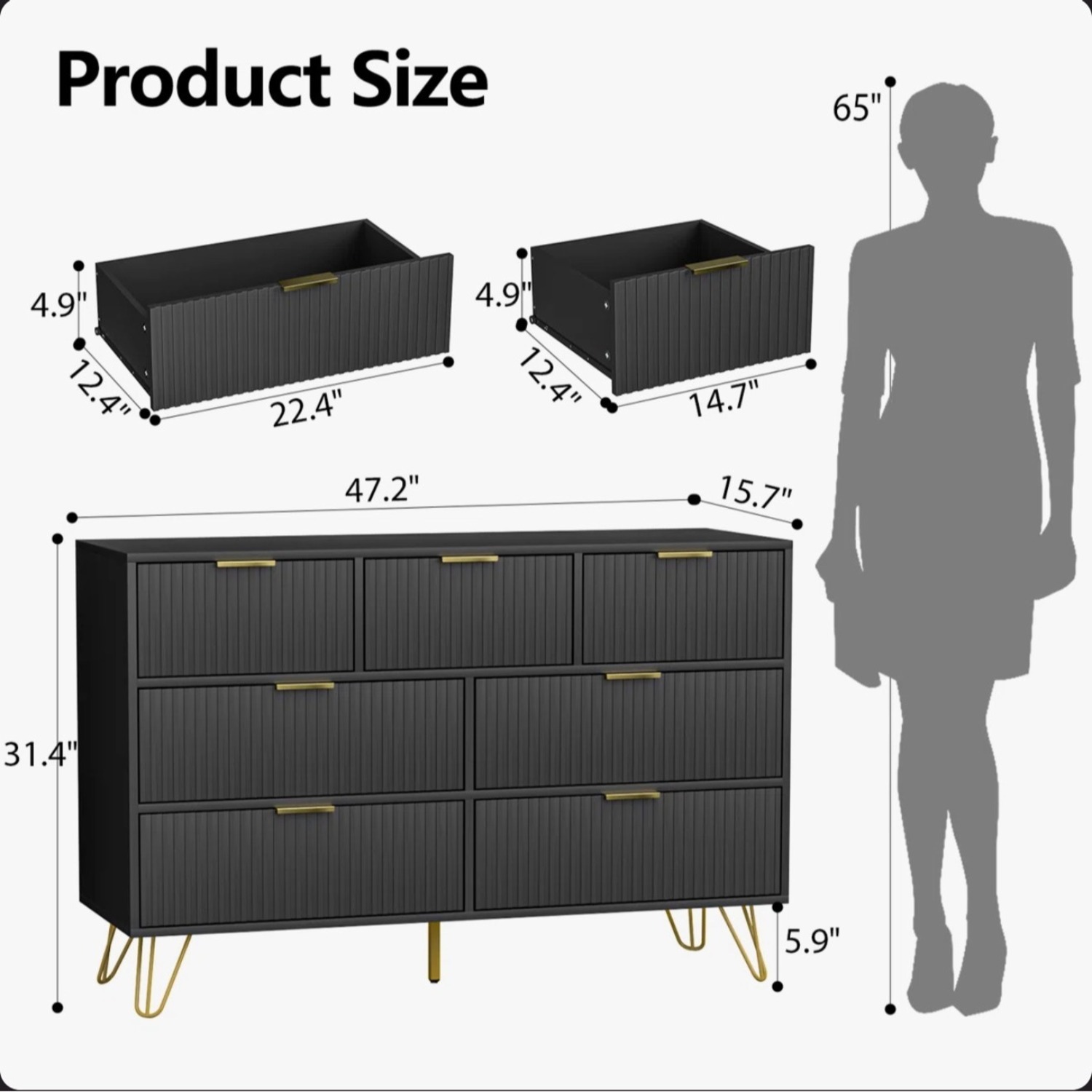 7-Drawer Dark Brown Wood Dresser - image-2