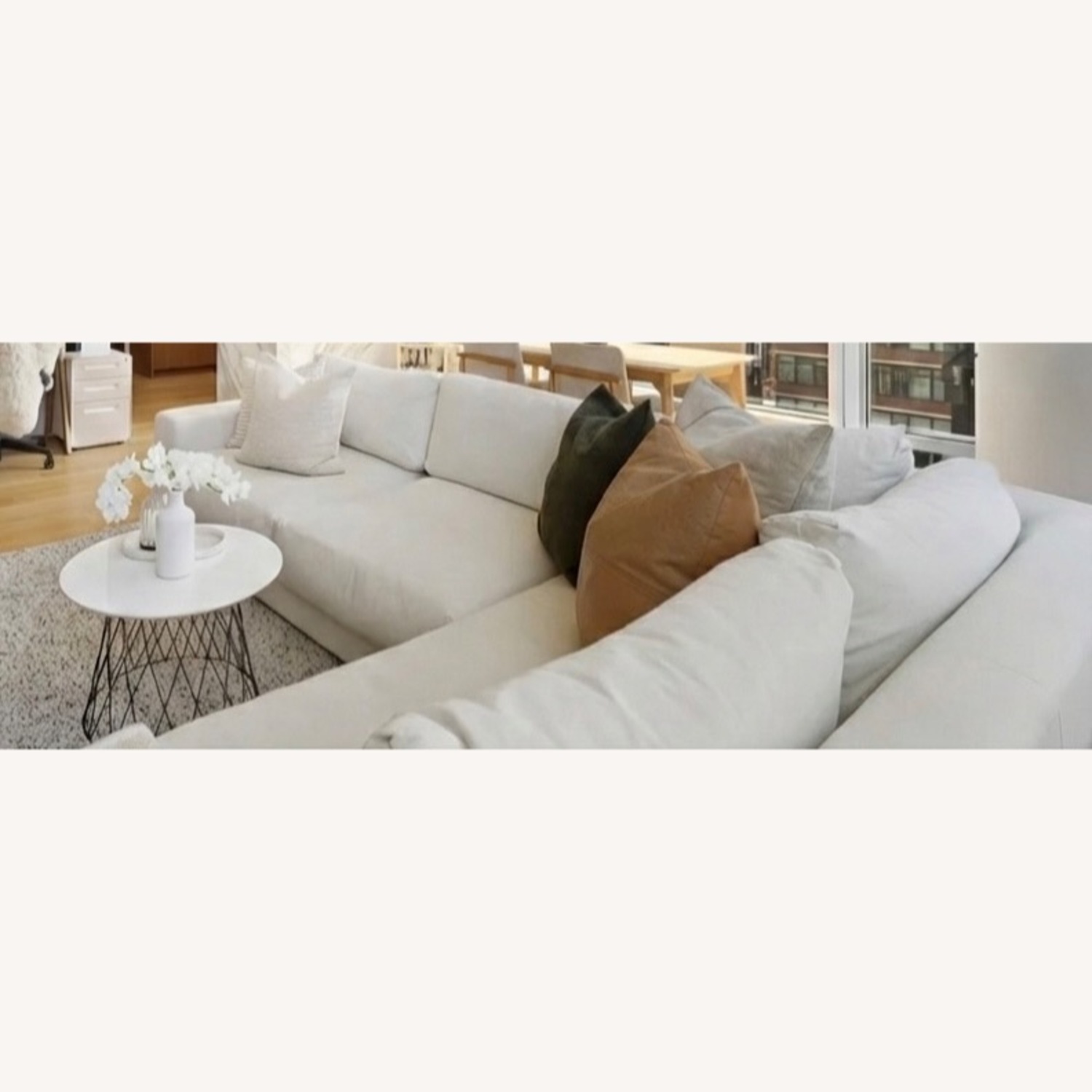 West Elm Dalton White Fabric 3+ Piece Sectional - image-2