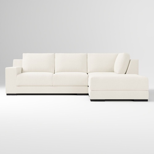 Used West Elm Dalton White Fabric 3+ Piece Sectional for sale on AptDeco