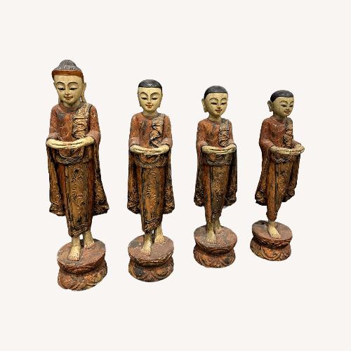 Used Antique Hand-Carved Burmese Offering Monks for sale on AptDeco