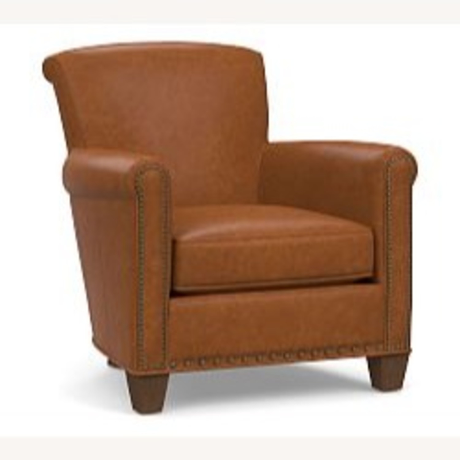 Pottery Barn Irving Light Brown Leather Armchair - image-0
