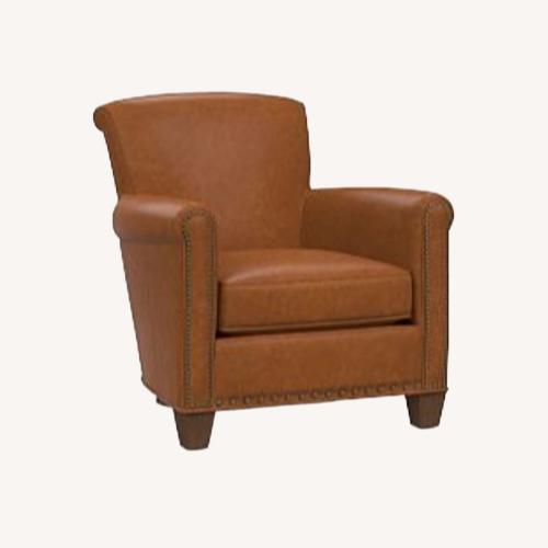 Used Pottery Barn Irving Light Brown Leather Armchair for sale on AptDeco