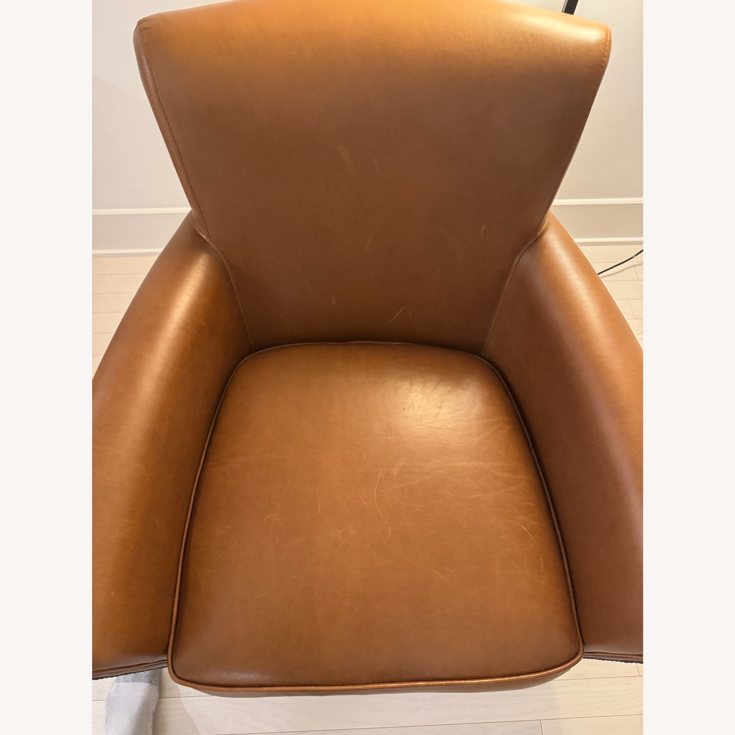 Pottery Barn Irving Light Brown Leather Armchair - image-5