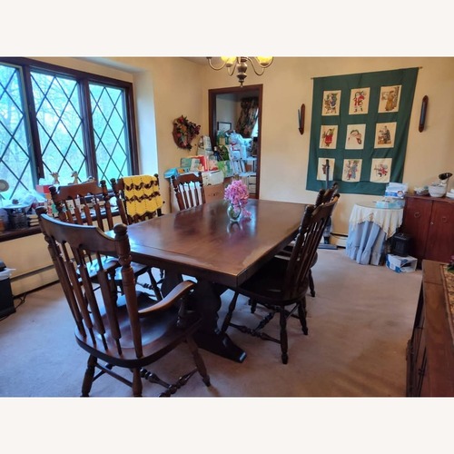 Used Ethan Allen Dark Brown Dining Table for sale on AptDeco