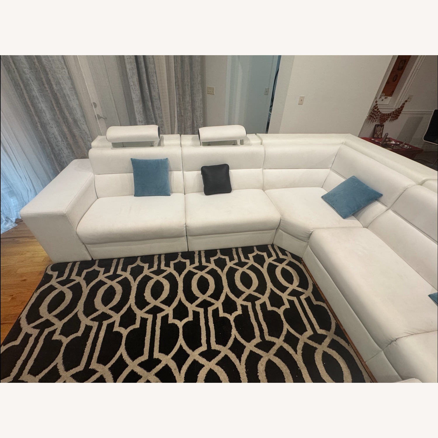 White Fabric 3+ Piece Sectional - image-2