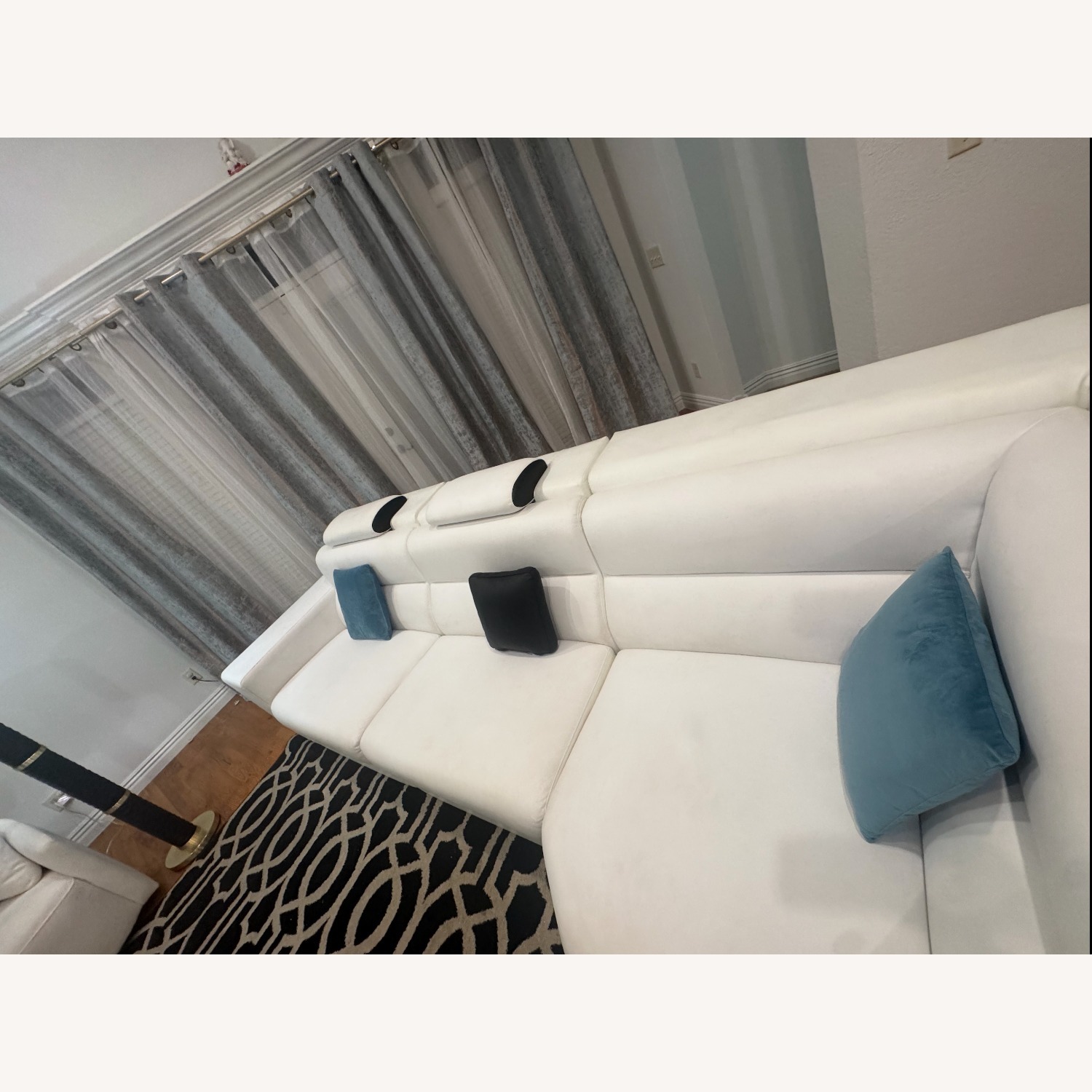 White Fabric 3+ Piece Sectional - image-9