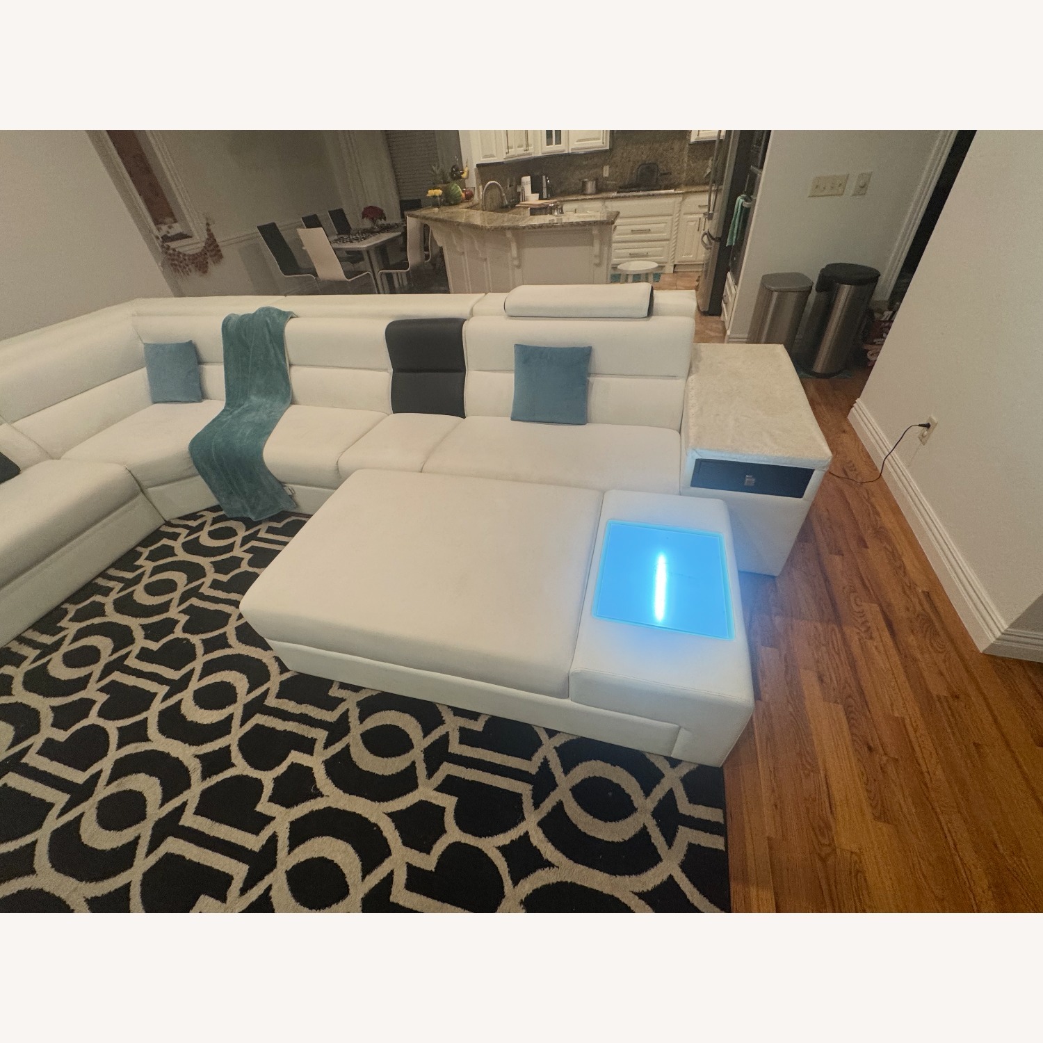 White Fabric 3+ Piece Sectional - image-11