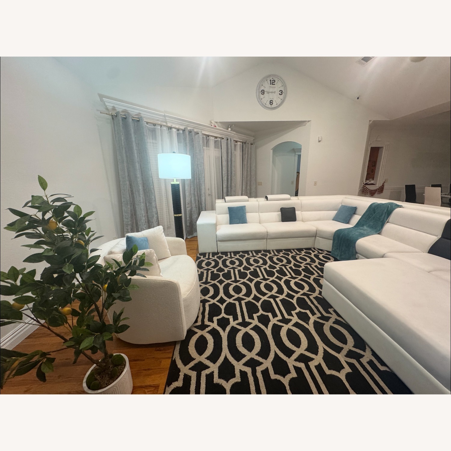 White Fabric 3+ Piece Sectional - image-7