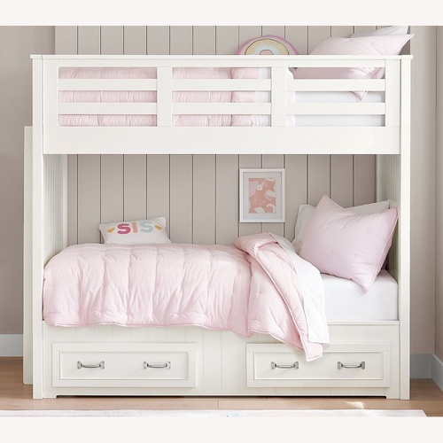 Used Pottery Barn Kids Belden White Wood Bunk Bed for sale on AptDeco