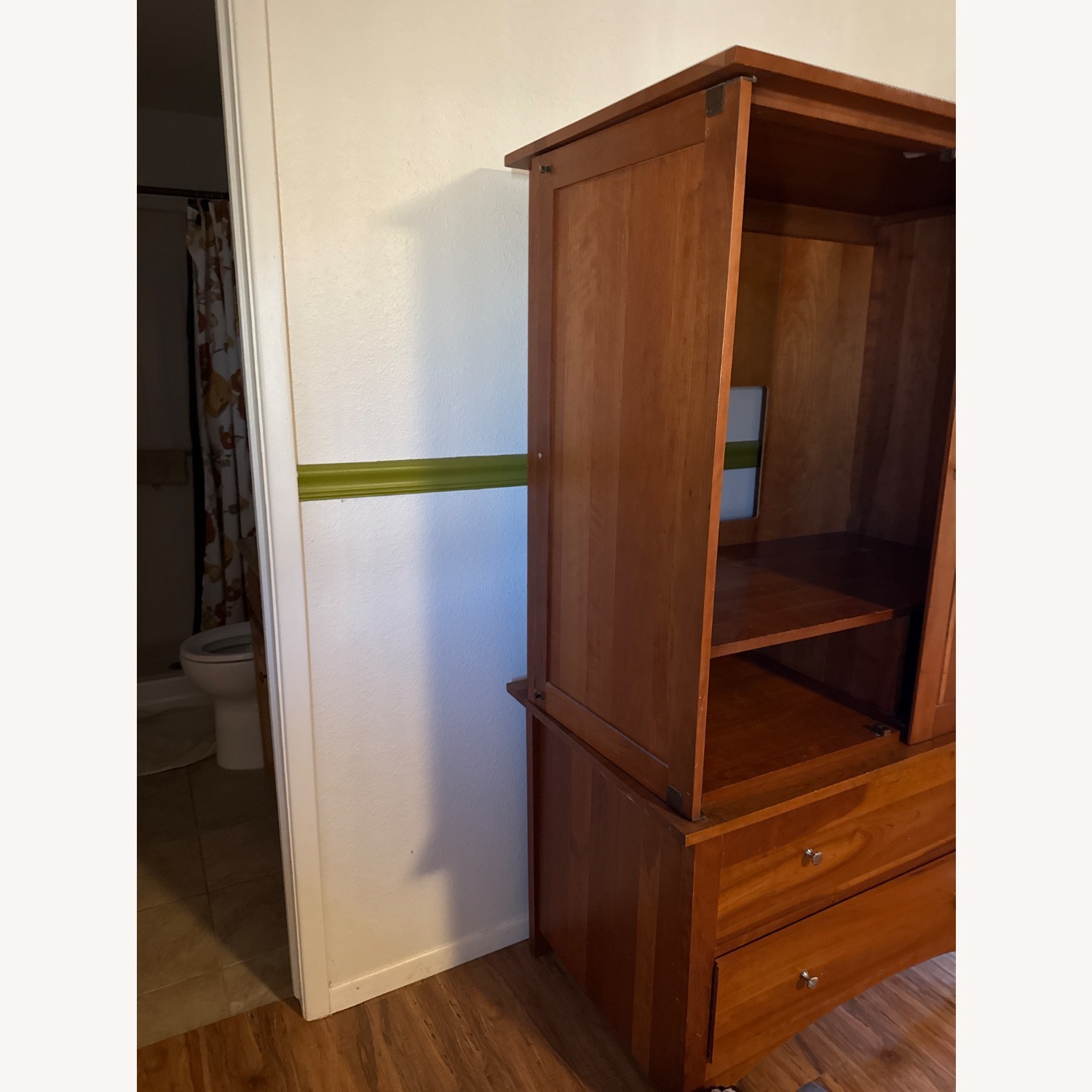 Dark Brown Wood Armoire - image-3