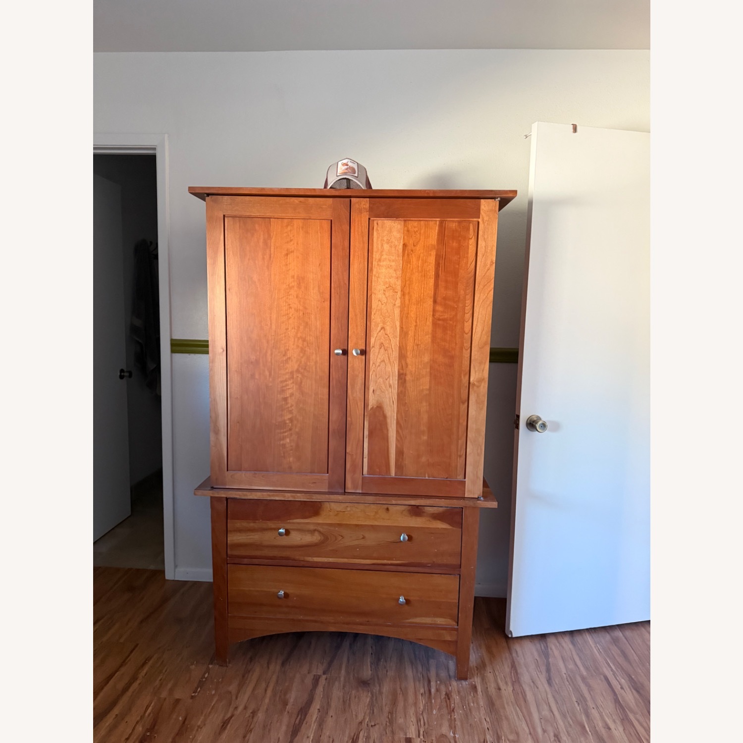 Dark Brown Wood Armoire - image-1