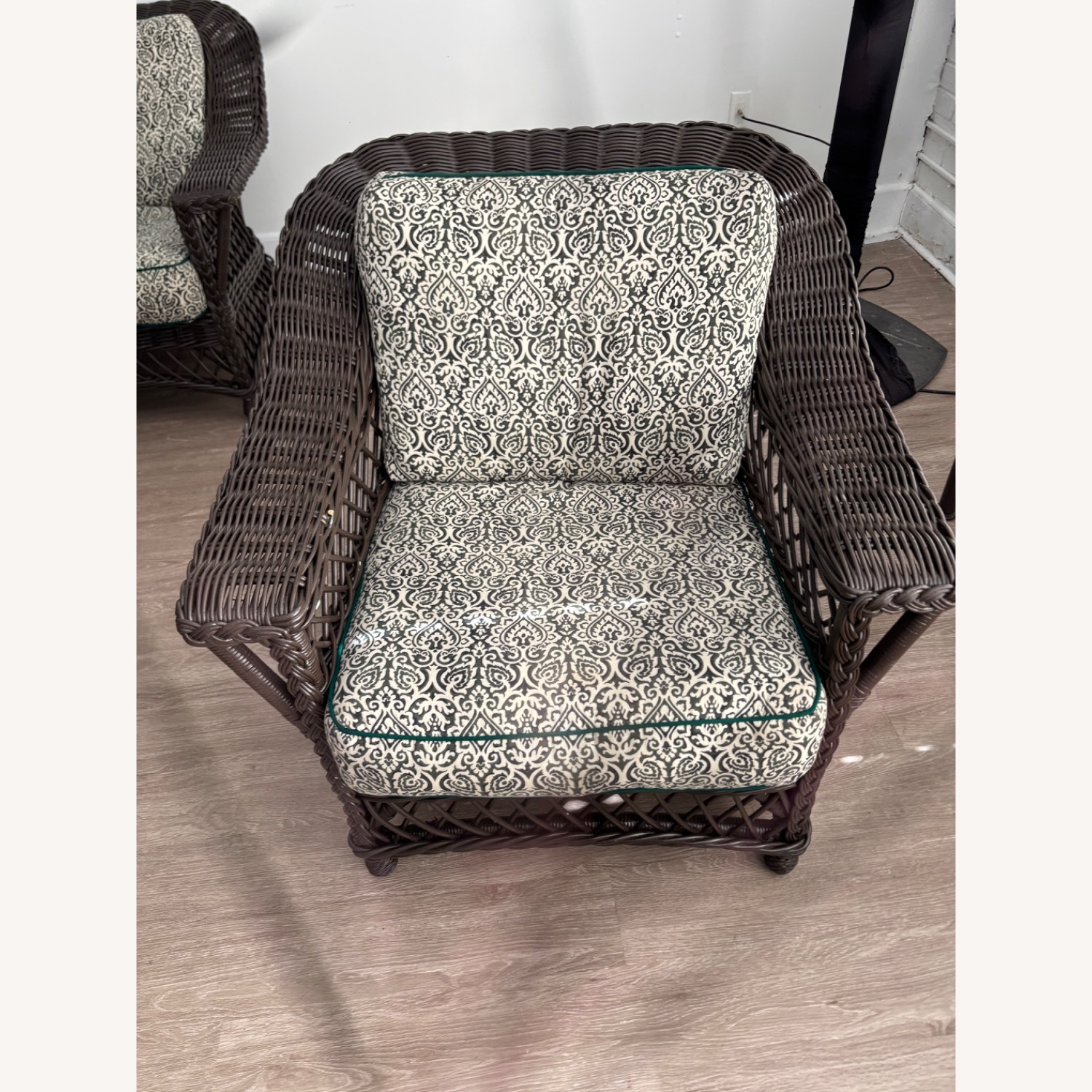 DNF Wicker Imports Dark Brown Wicker Armchair - image-1