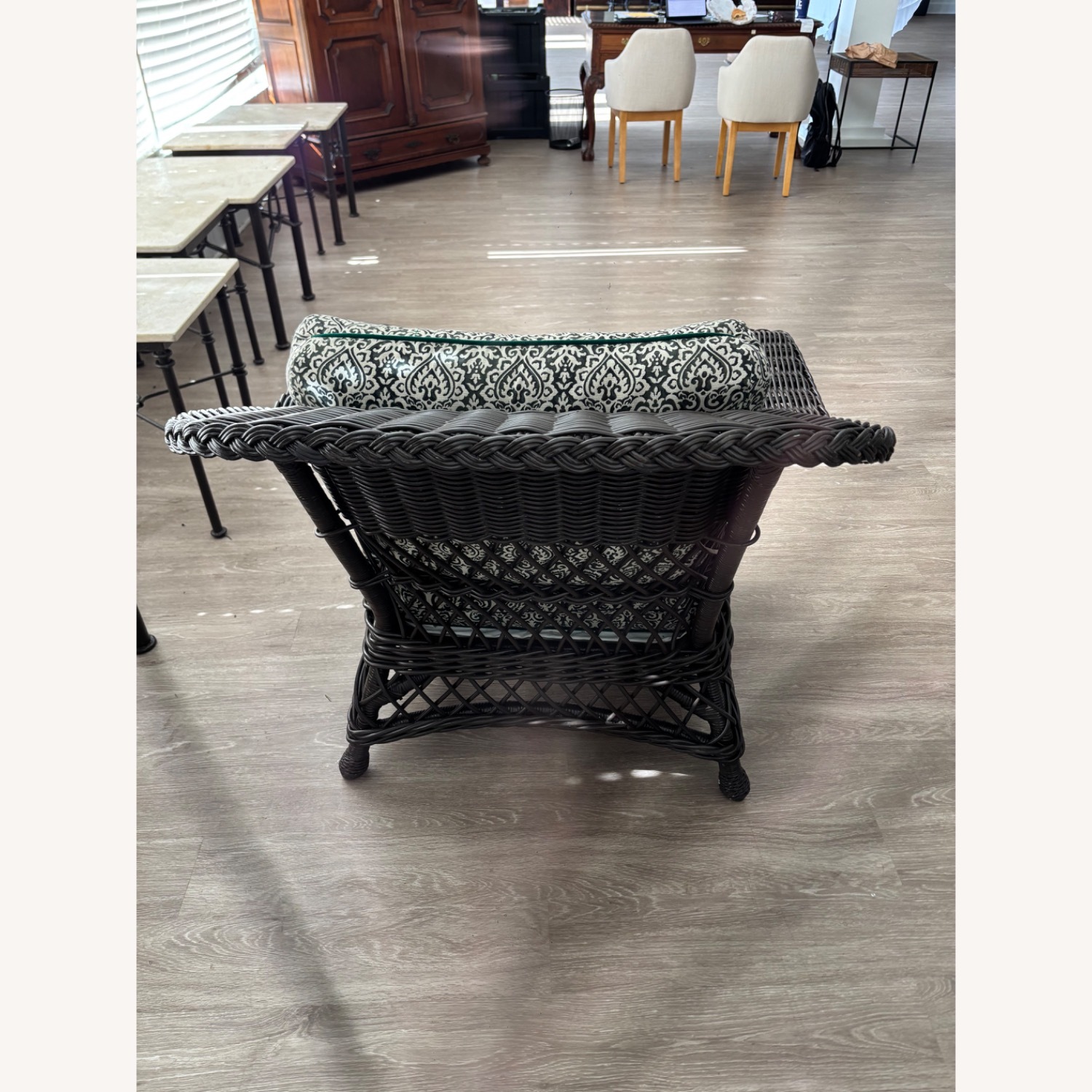 DNF Wicker Imports Dark Brown Wicker Armchair - image-3