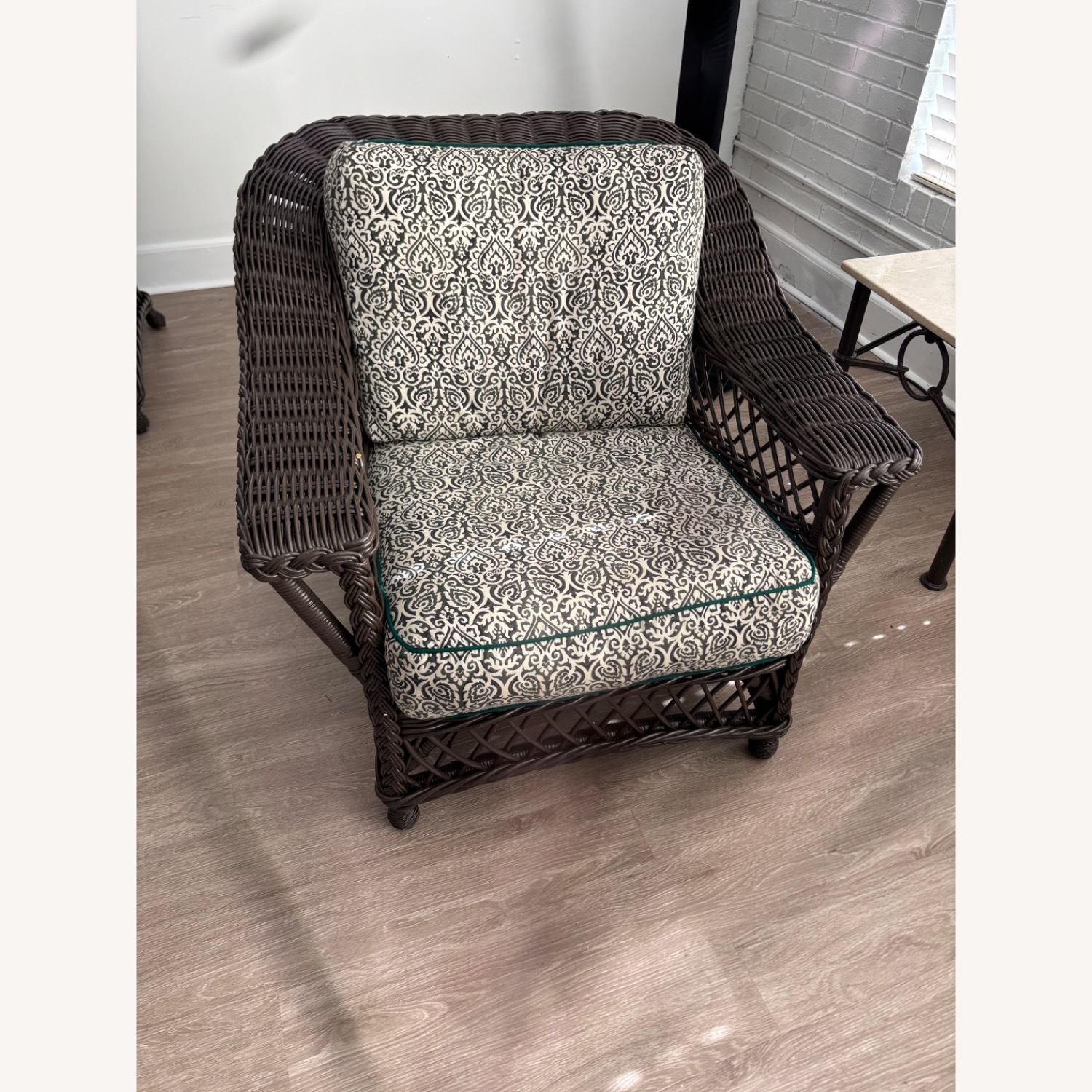 DNF Wicker Imports Dark Brown Wicker Armchair - image-0