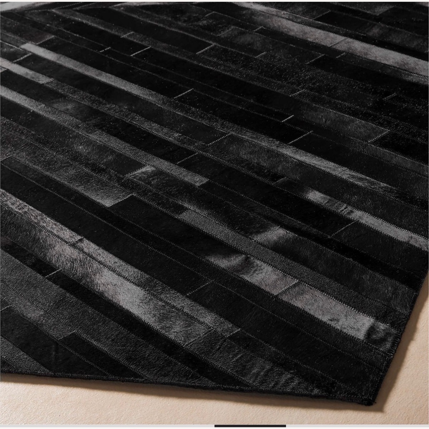 CB2 Naho Patchwork Black Hide Area Rug 9x12 - image-2