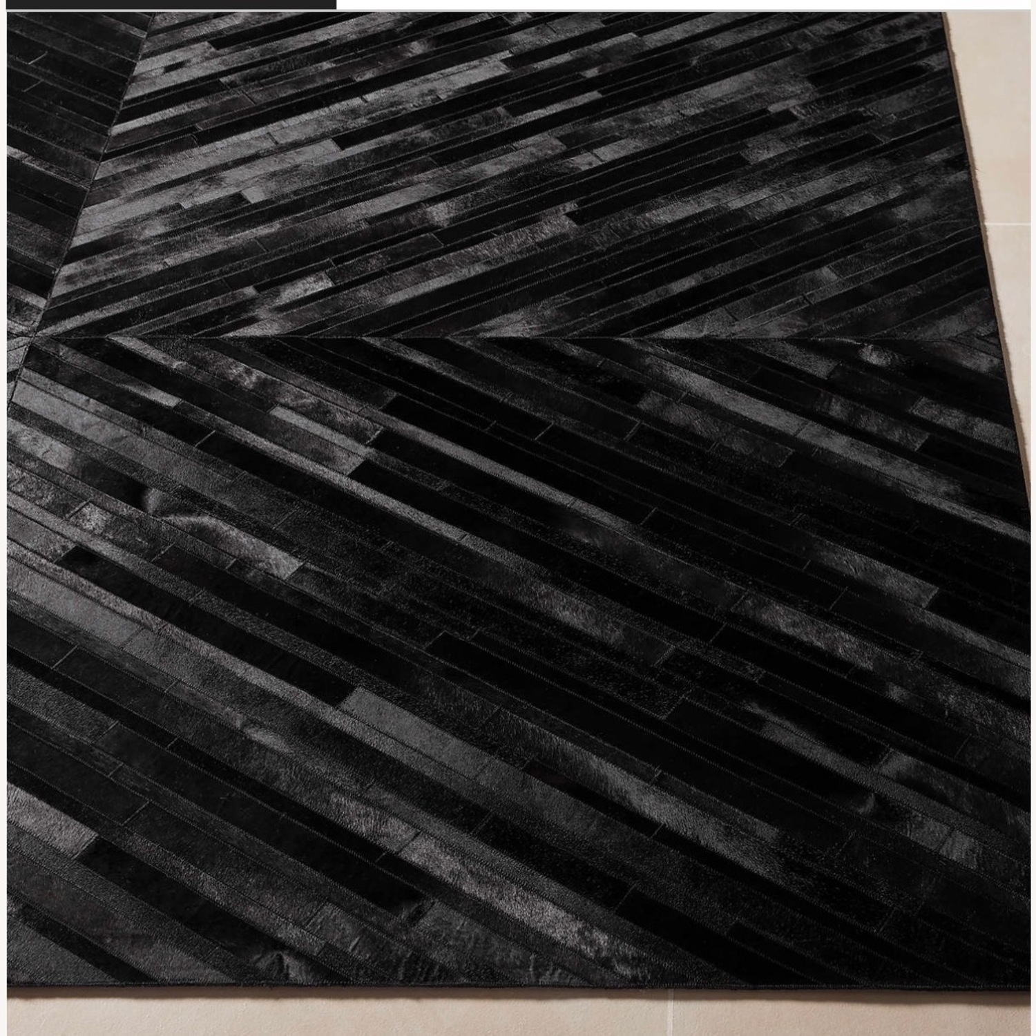 CB2 Naho Patchwork Black Hide Area Rug 9x12 - image-3