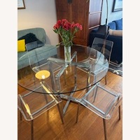 47” Round Glass Table with Lucite Chairs 