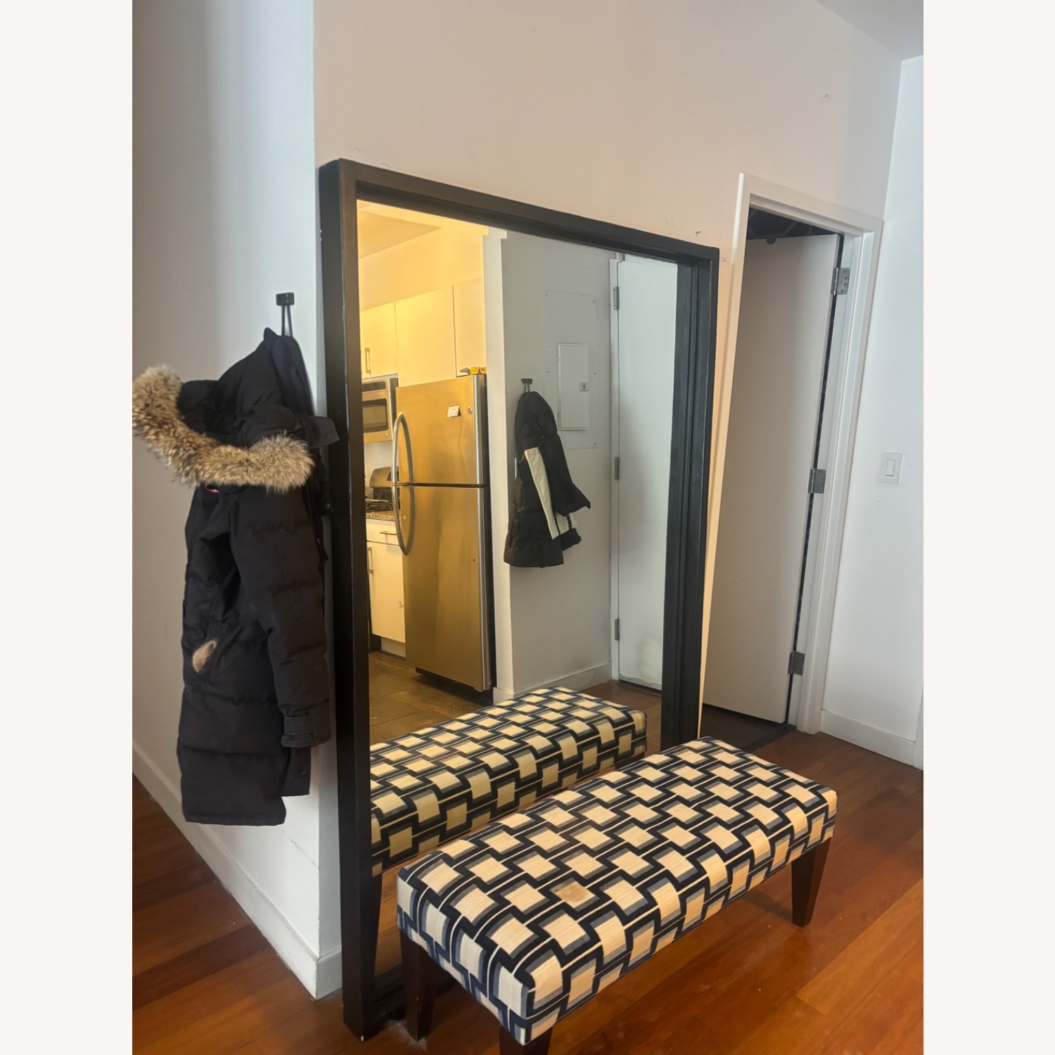 Domain Furniture Black Wood Floor Mirror - image-1