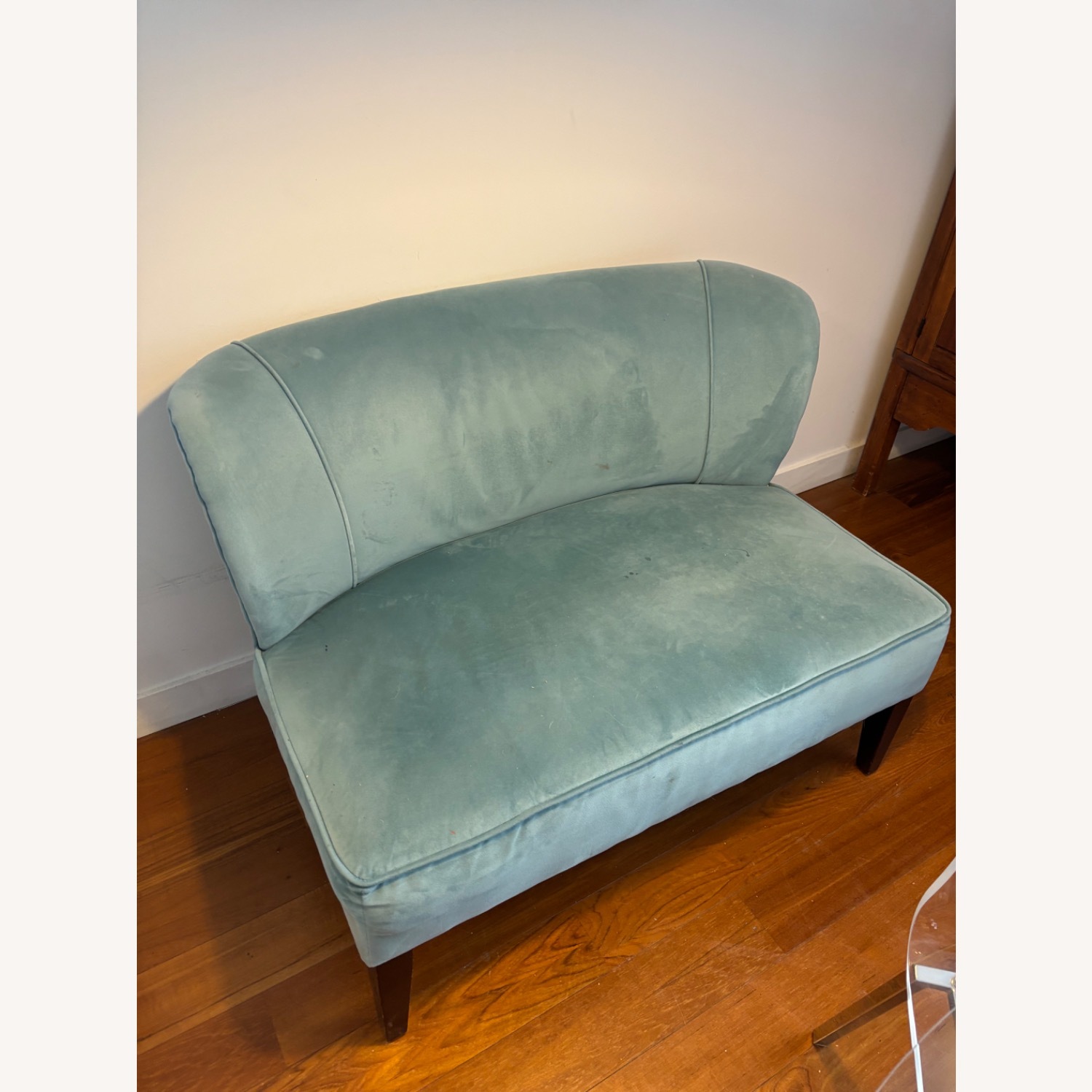 Teal Suede Loveseat - image-3