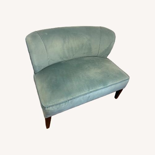 Used Teal Suede Loveseat for sale on AptDeco