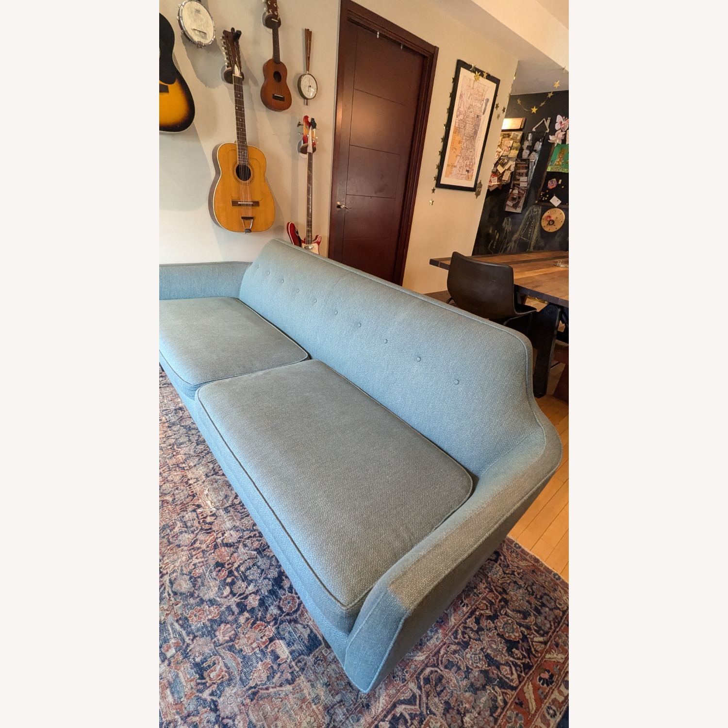 Crate & Barrel Gia Blue Cotton 3+ Seater Sofa - image-3