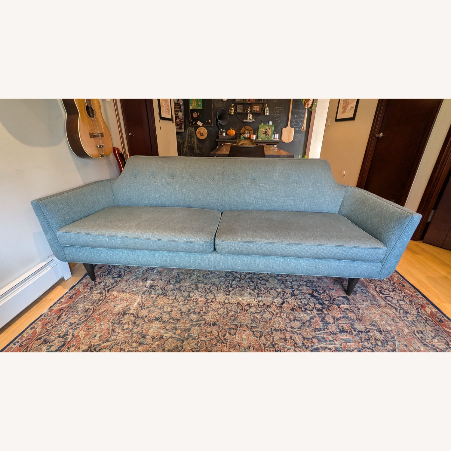 Crate & Barrel Gia Blue Cotton 3+ Seater Sofa - image-2