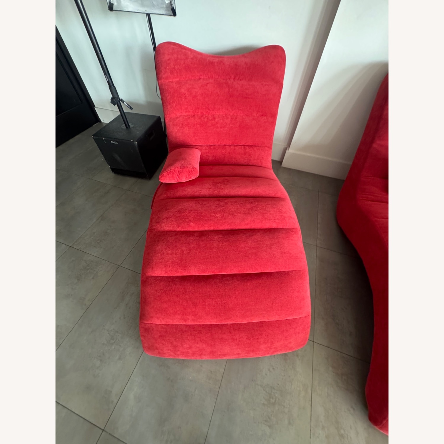 Red Fabric Chaise Lounge - image-2