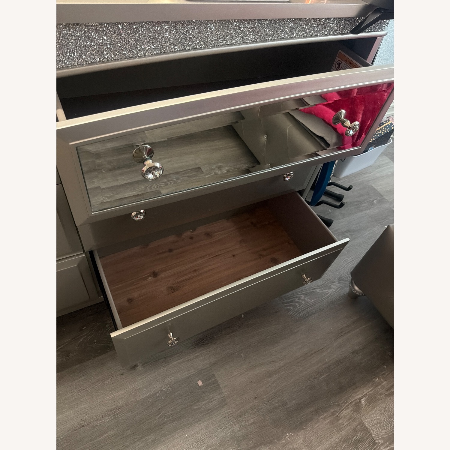 Value City Furniture Light Gray Wood Dresser - image-5