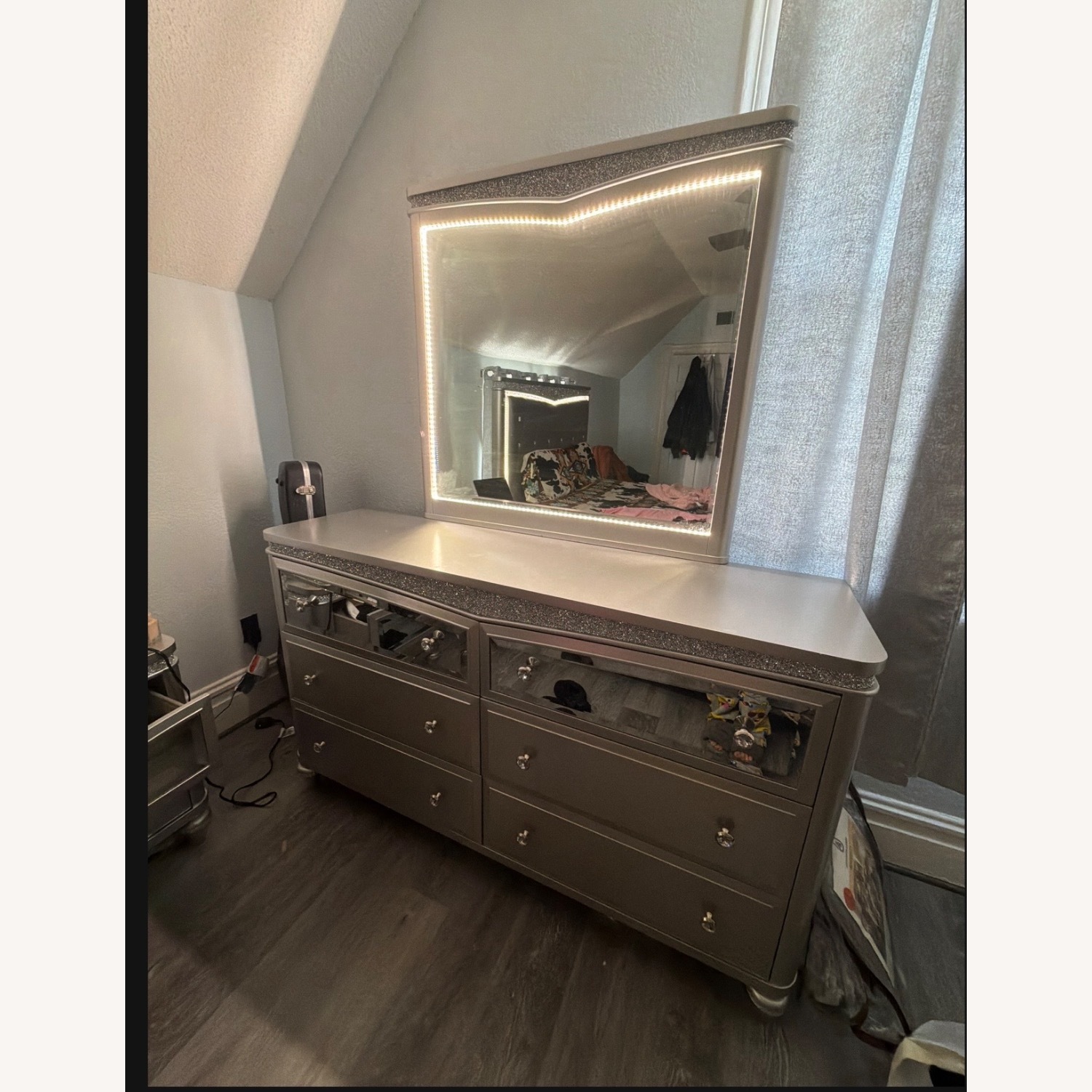 Value City Furniture Light Gray Wood Dresser - image-1