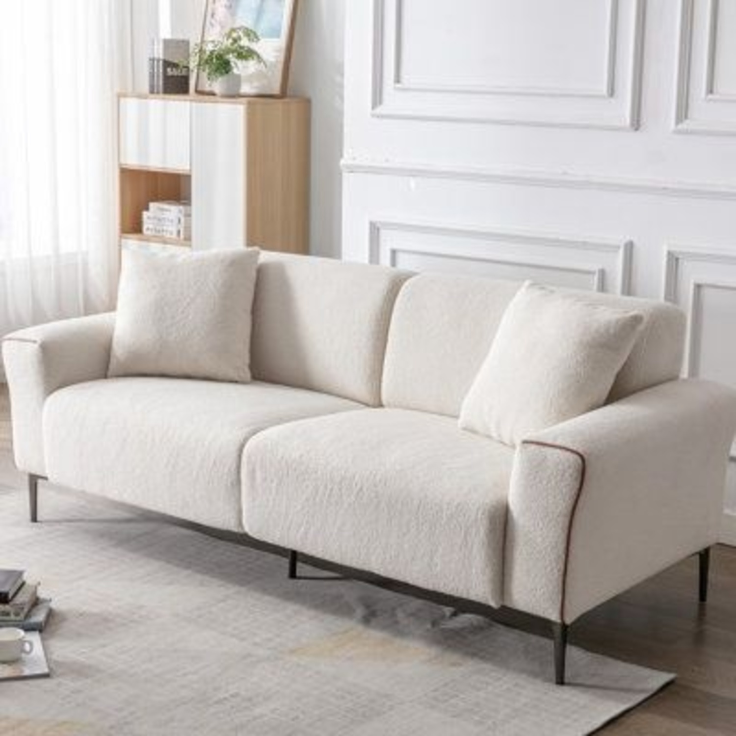 Everly Quinn Reyse 82" Cream Sofa - image-4