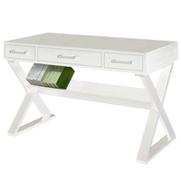 White 3-Drawer Desk with Bookcase Shelf - 48"