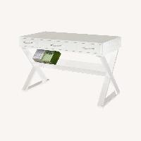 White 3-Drawer Desk with Bookcase Shelf - 48"