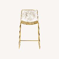 CB2 Alpha Brass Metal Counter Stool Set of 3