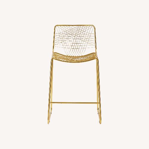 Used CB2 Alpha Brass Metal Counter Stool Set of 3 for sale on AptDeco