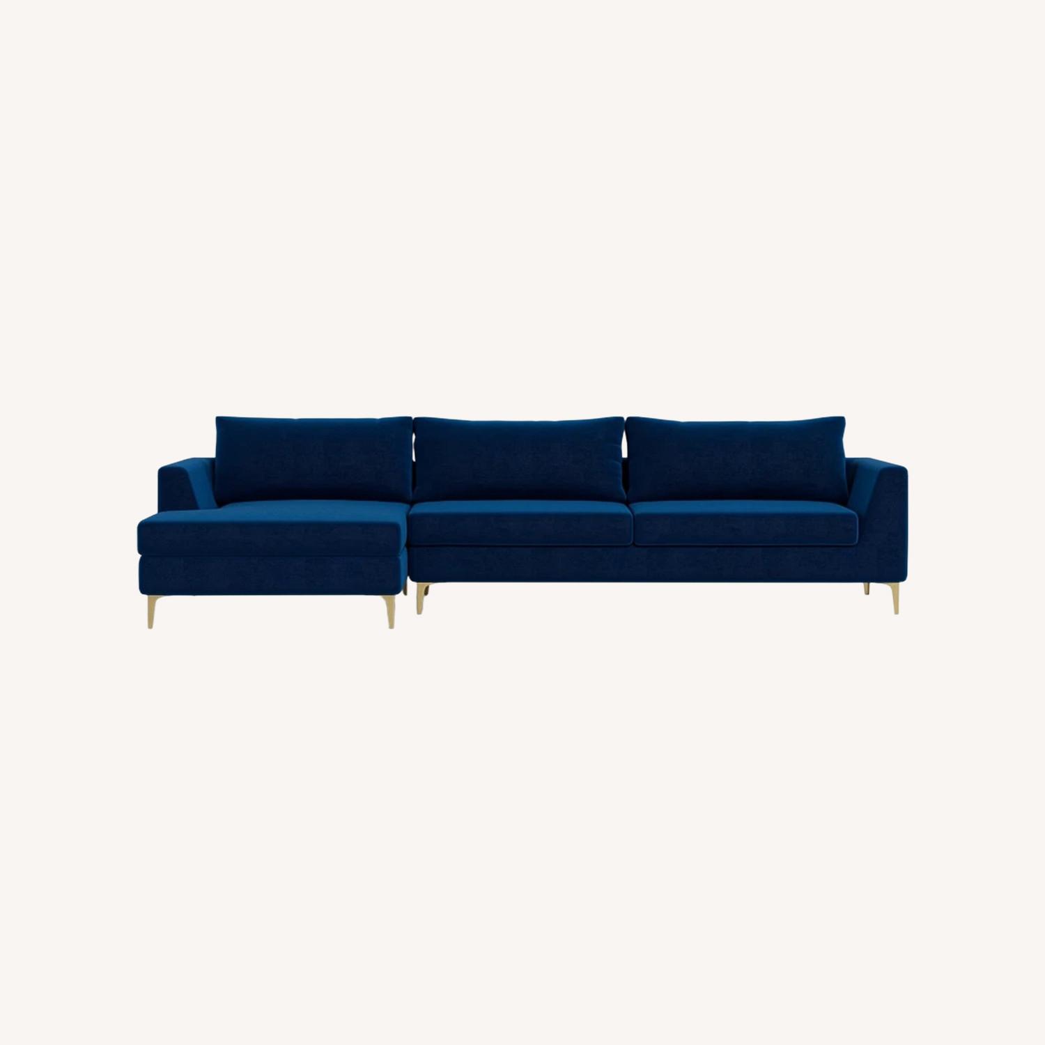 Interior Define Asher Blue Velvet 2 Piece L Couch - image-0