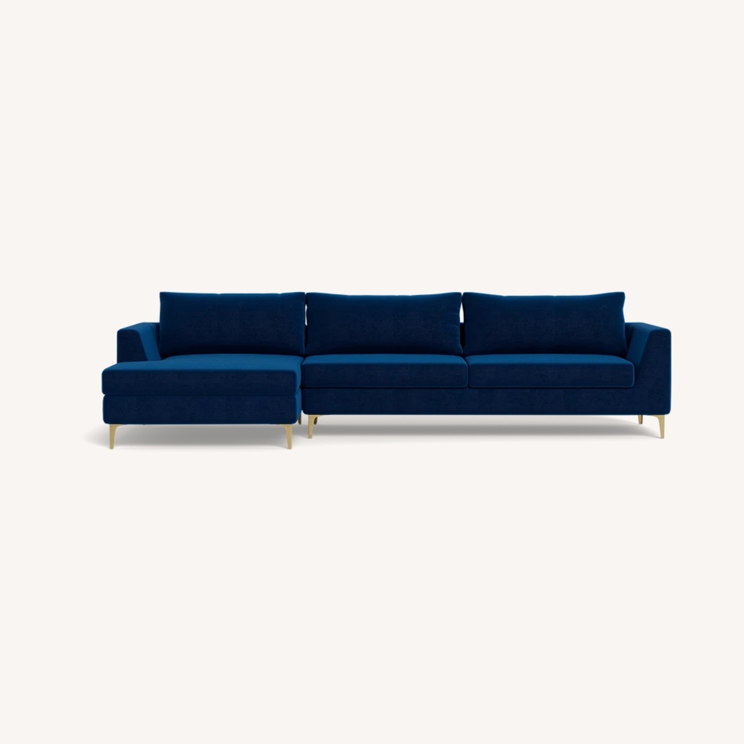 Interior Define Asher Blue Velvet 2 Piece L Couch - image-0