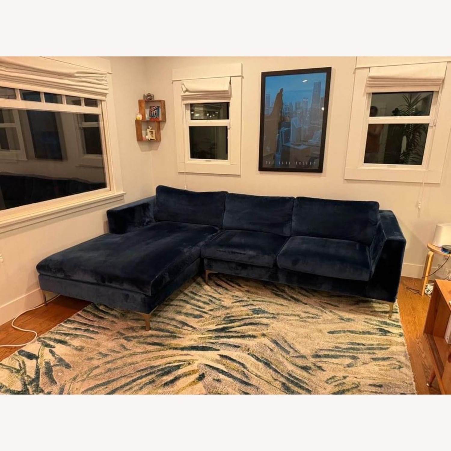 Interior Define Asher Blue Velvet 2 Piece L Couch - image-5