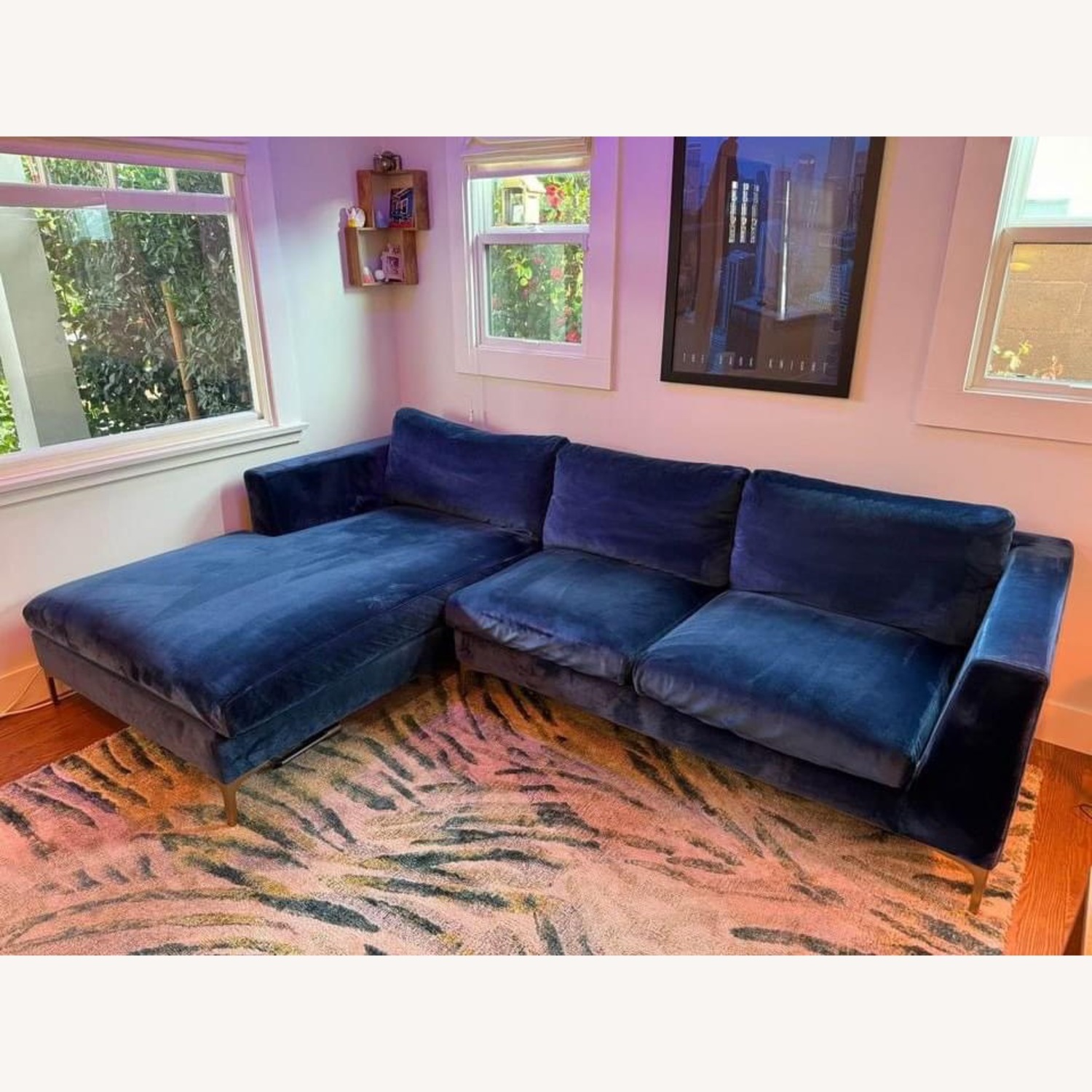 Interior Define Asher Blue Velvet 2 Piece L Couch - image-2