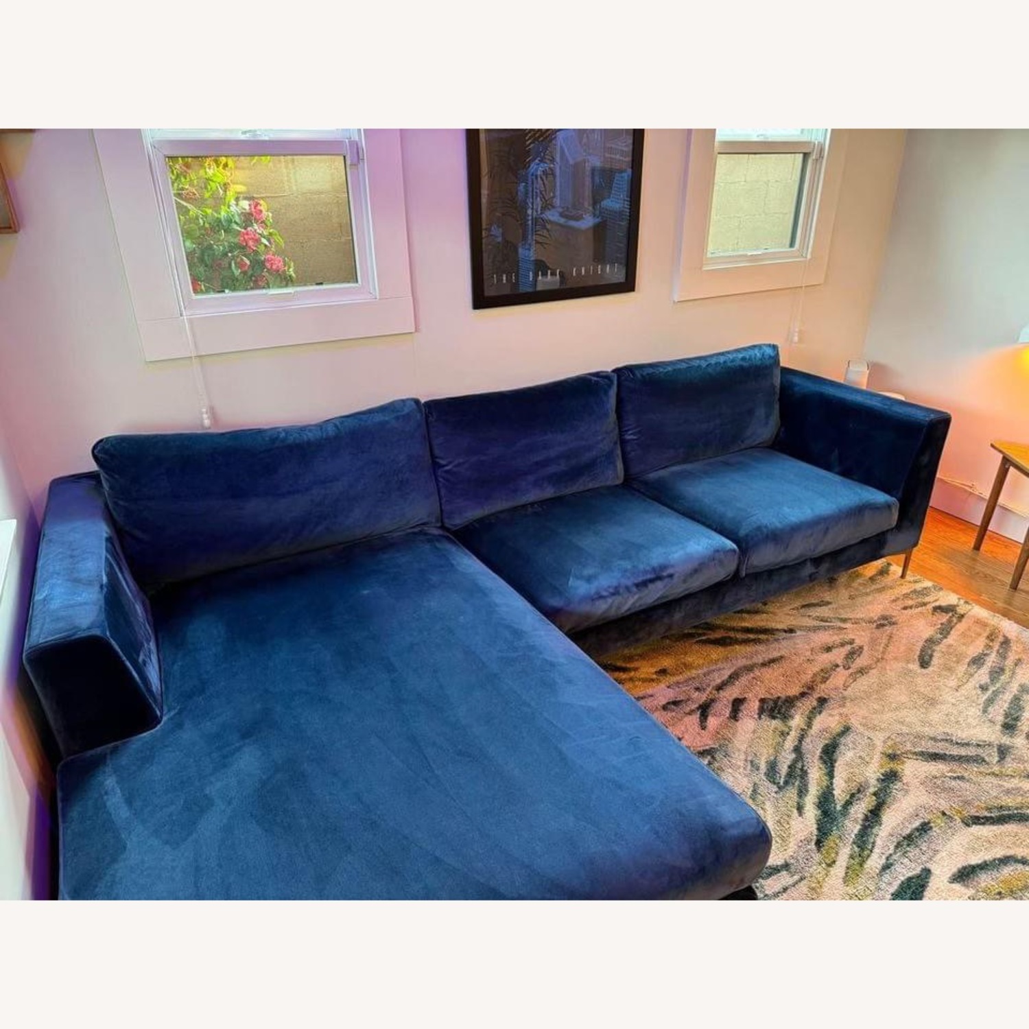 Interior Define Asher Blue Velvet 2 Piece L Couch - image-3