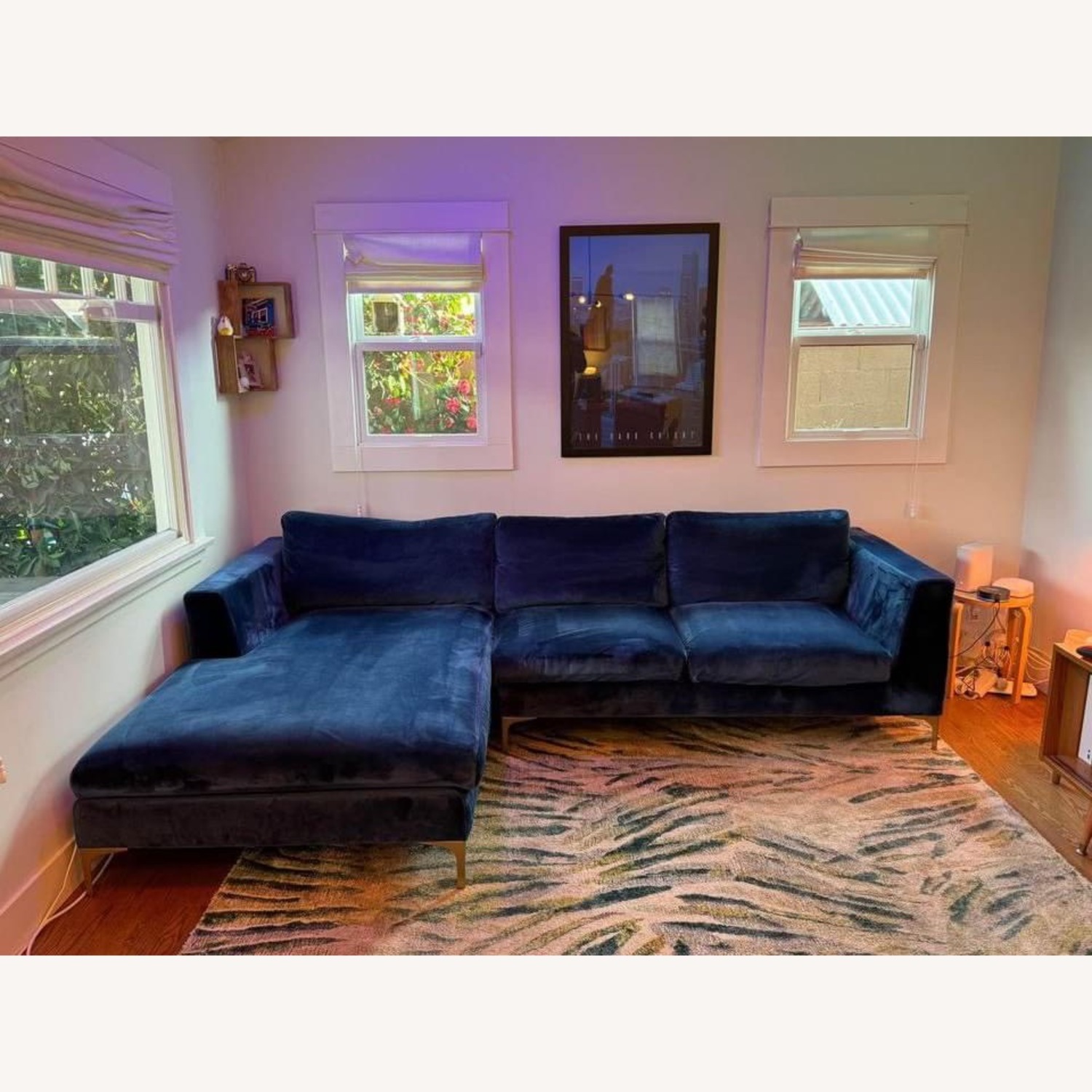 Interior Define Asher Blue Velvet 2 Piece L Couch - image-1