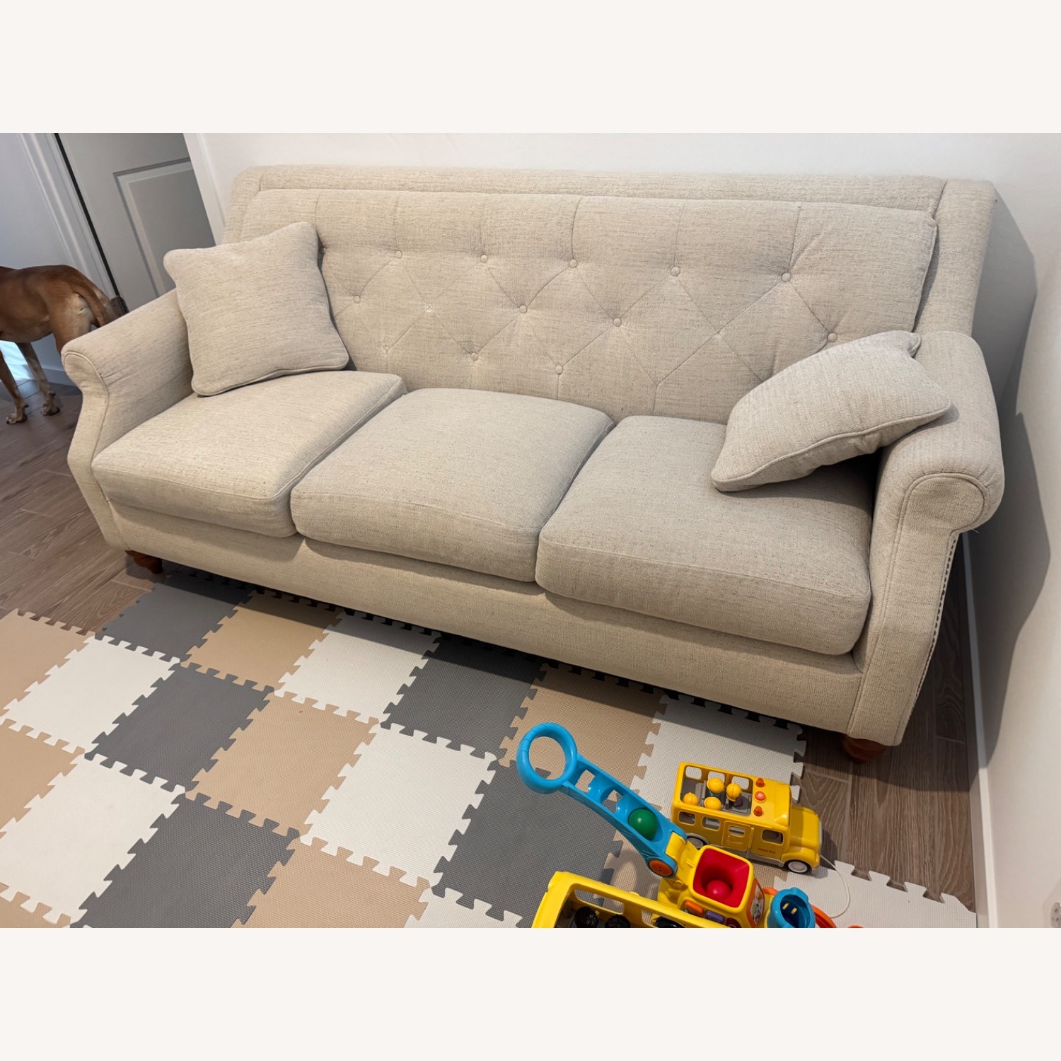 White Fabric 2 Seater Sofa - image-3