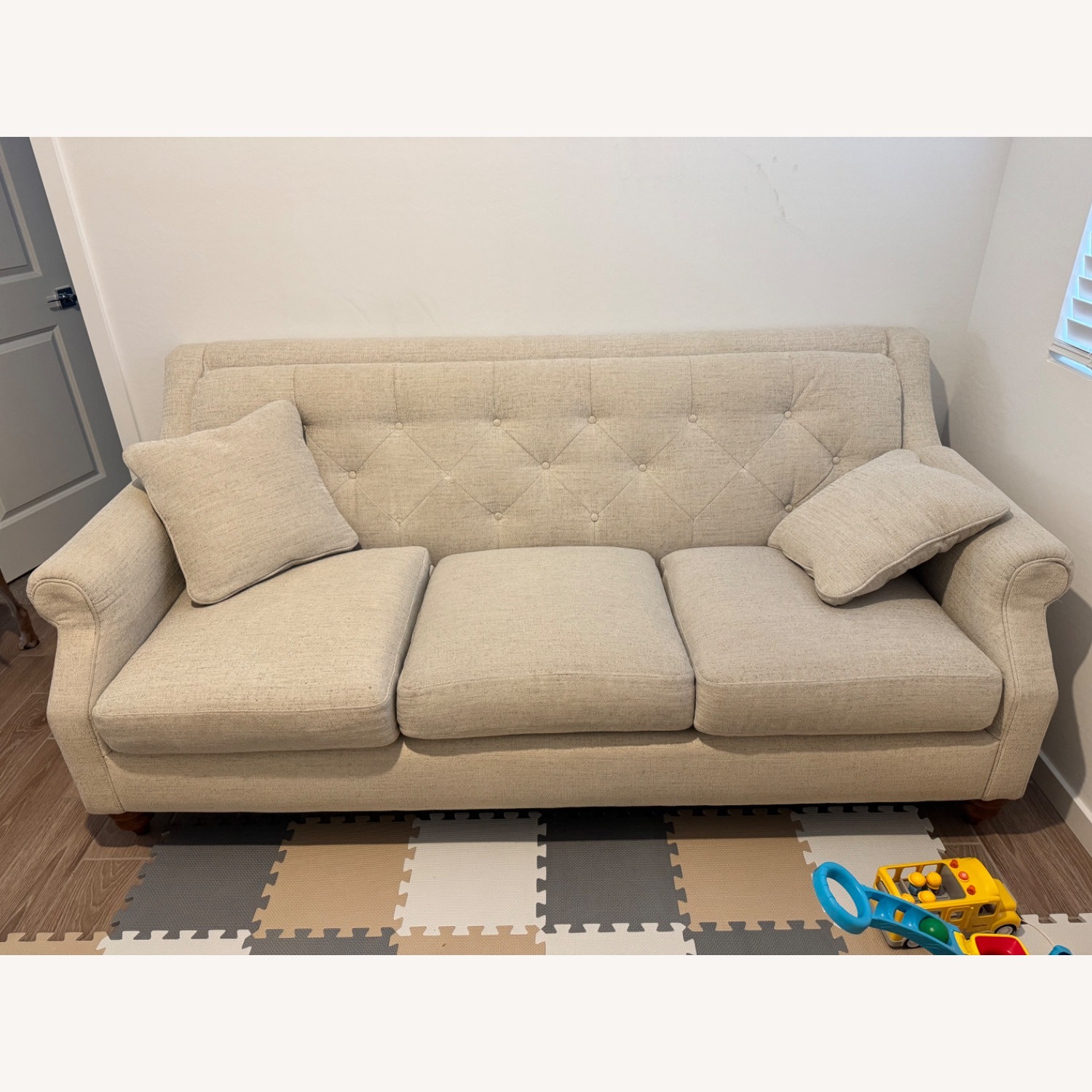 White Fabric 2 Seater Sofa - image-1
