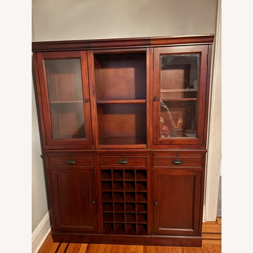 Used Pottery Barn Dark Brown Wood Bar Carts for sale on AptDeco