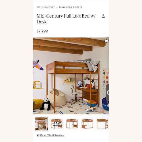 Used West Elm Mid-Century Full Loft Bed + Desk for sale on AptDeco