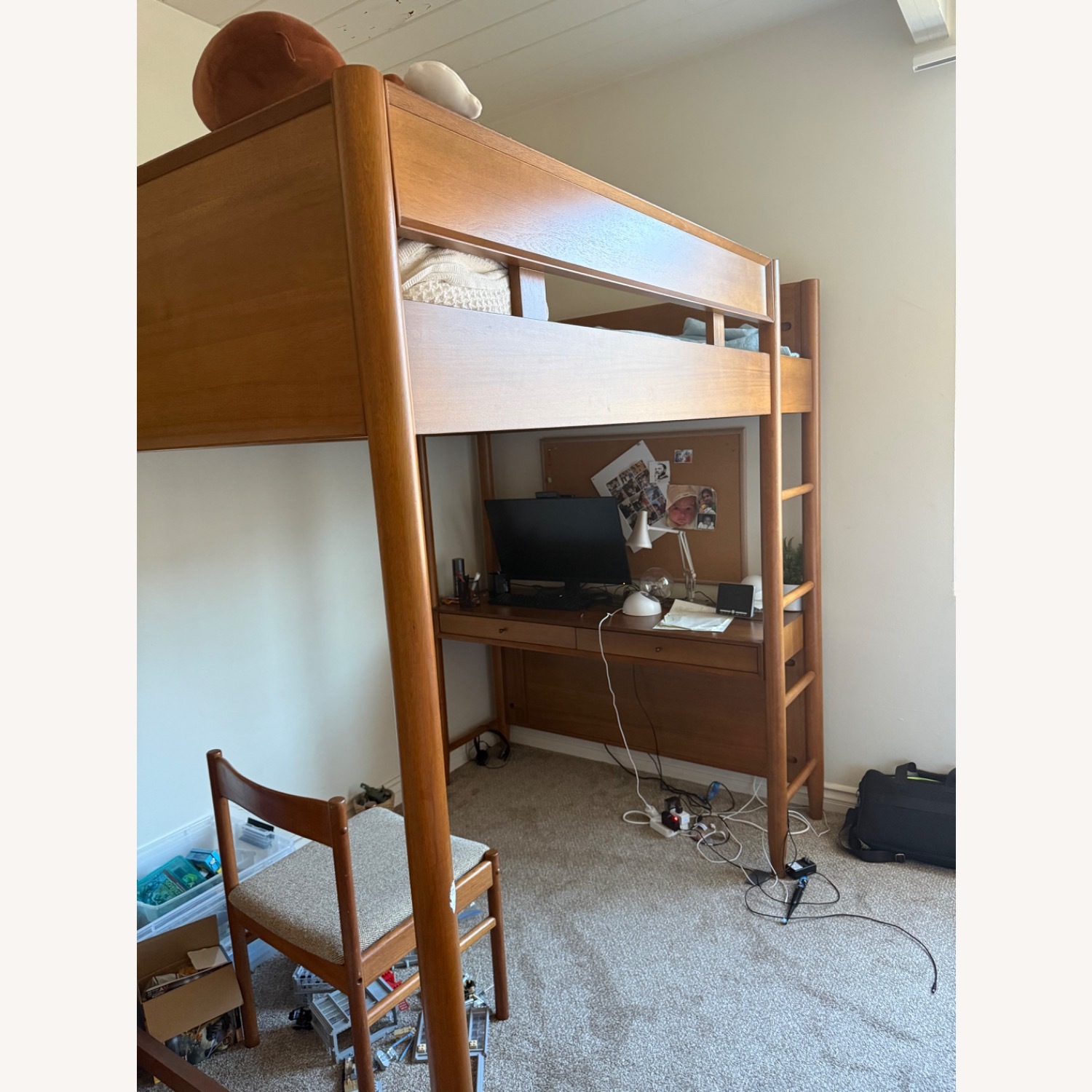 West Elm Mid-Century Full Loft Bed + Desk - image-2