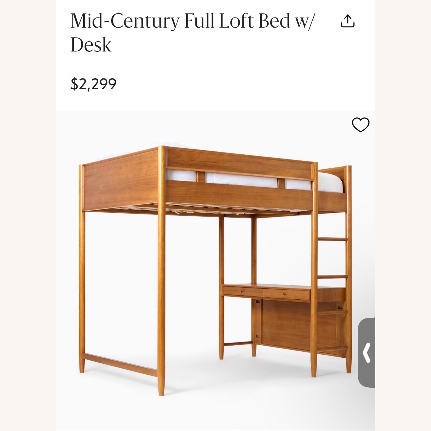 West Elm Mid-Century Full Loft Bed + Desk - image-4