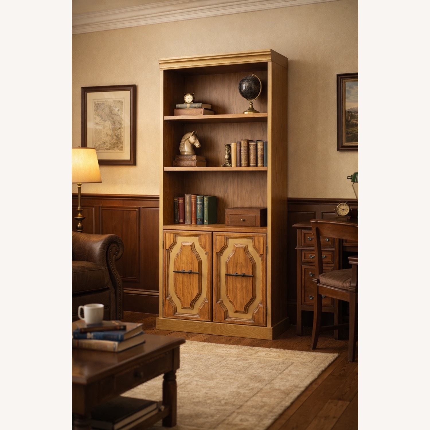 Dark Brown Wood Bookcase - image-1