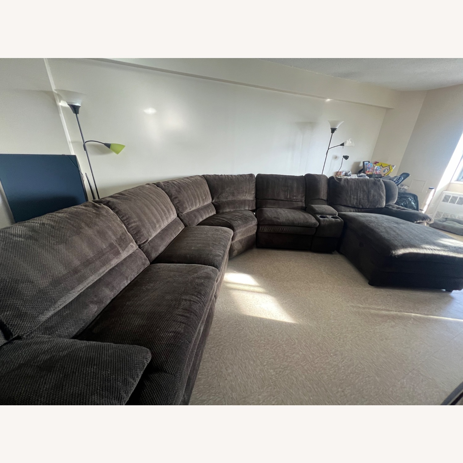 Brown Reclining Sectional with Memory Foam - image-1